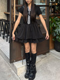 6/13 20:00~ Black Gingham Tie Onepeace ネクタイ風ワンピース RE-10159