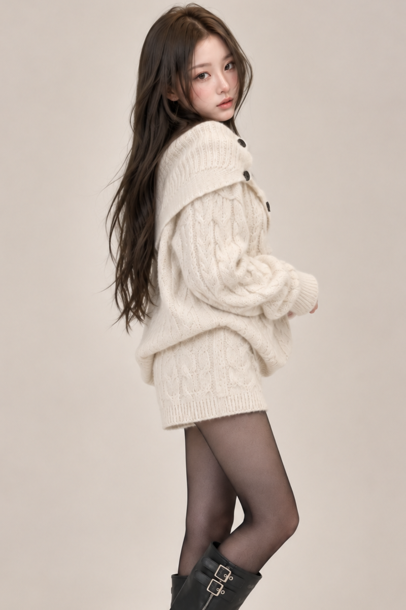 Neige Shawl Knit Set-up ネージュショールニットセットアップ RE-10205