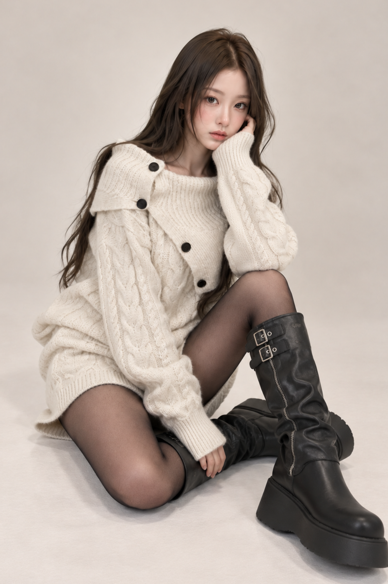 Neige Shawl Knit Set-up ネージュショールニットセットアップ RE-10205