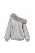 Noelle Fur Collar Off Shoulder Sweat ノエルファーカラーオフショルスウェット RE-10222