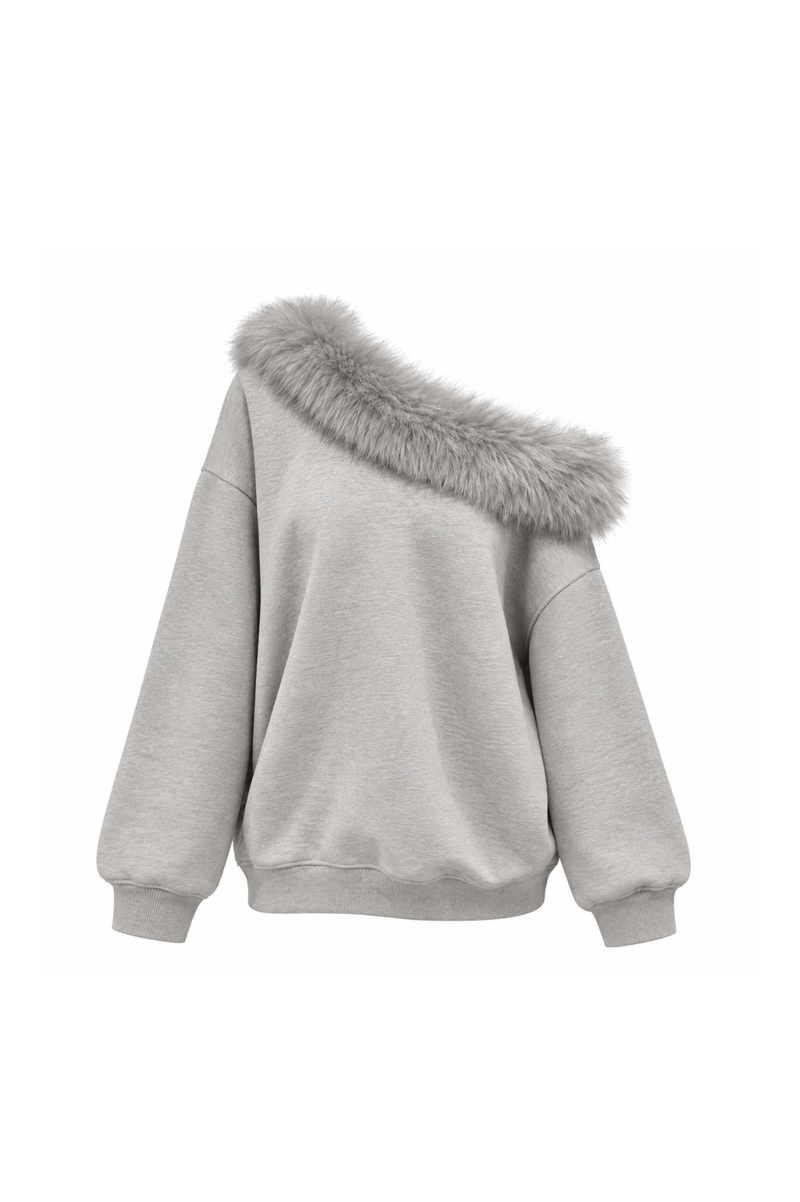 Noelle Fur Collar Off Shoulder Sweat ノエルファーカラーオフショルスウェット RE-10222