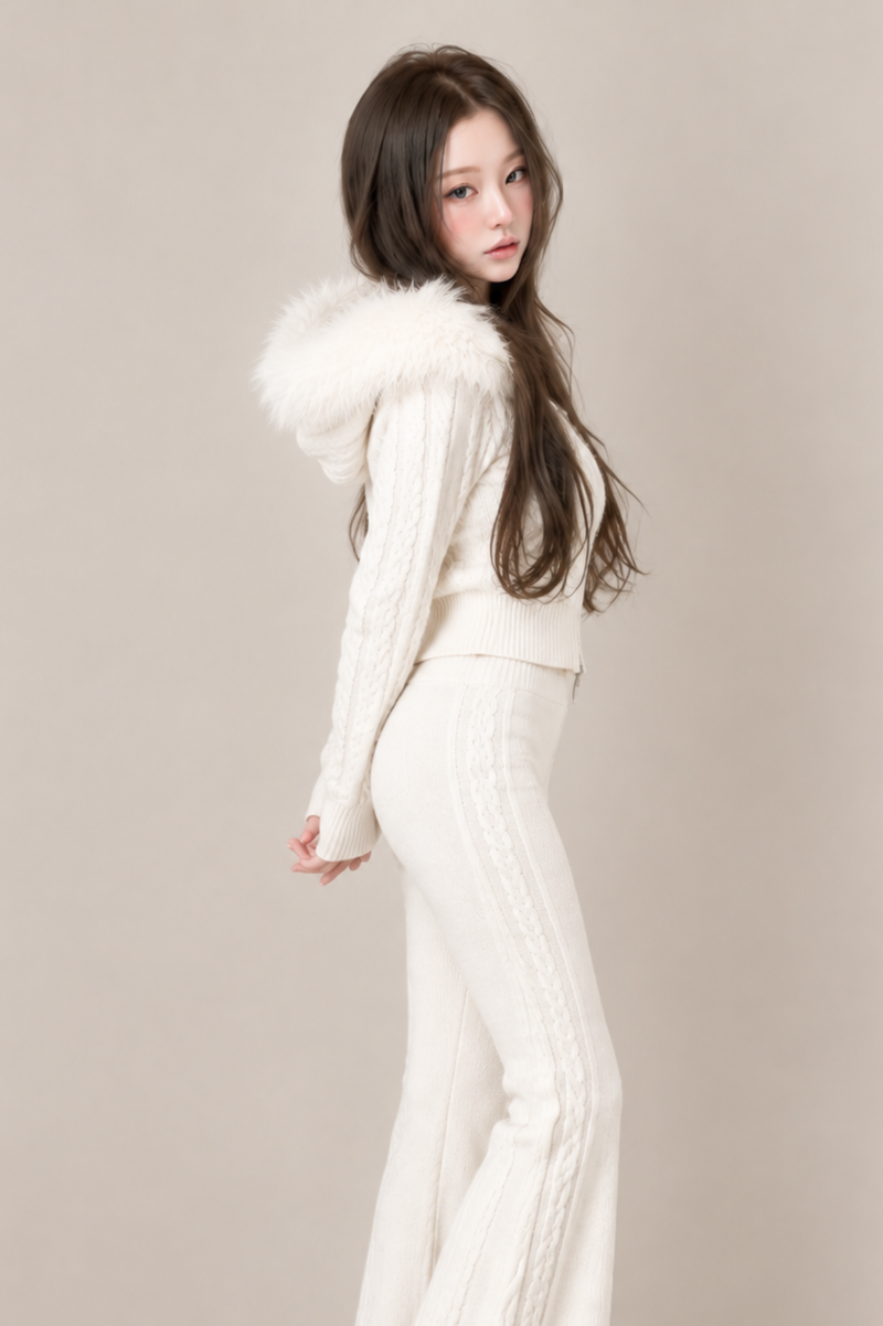 Miel Hoodie Zip Knit Cardigan ミエルフーディージップニットカーデ RE-10224