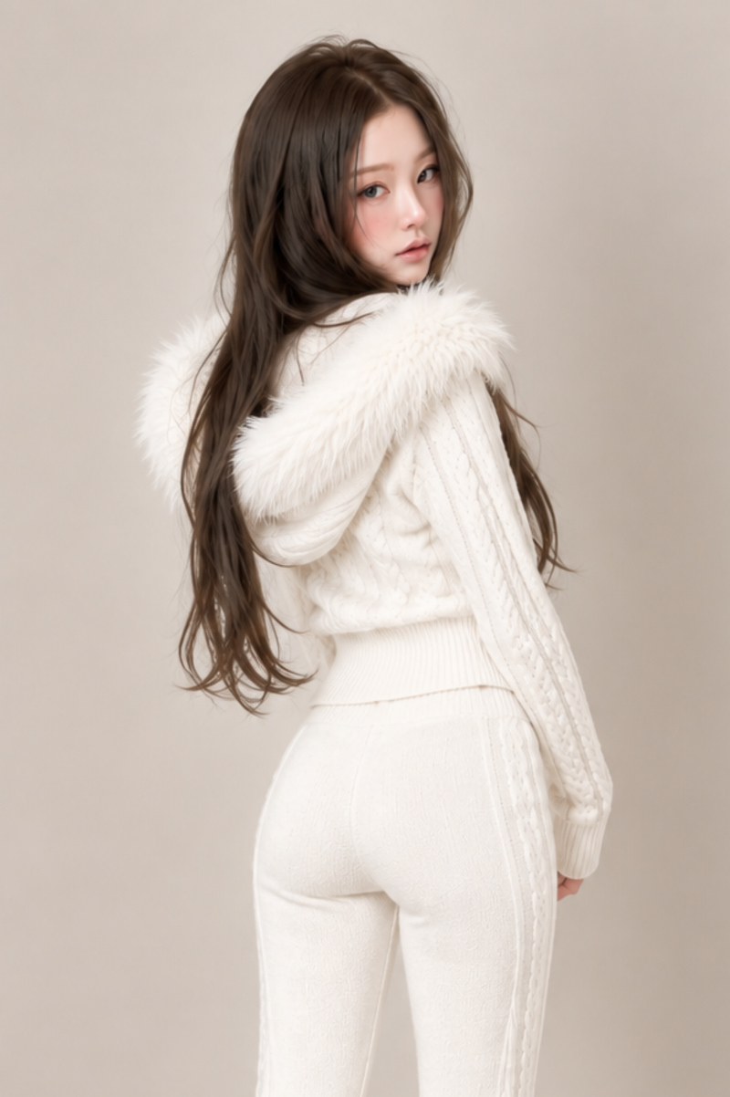 Miel Hoodie Zip Knit Cardigan ミエルフーディージップニットカーデ RE-10224