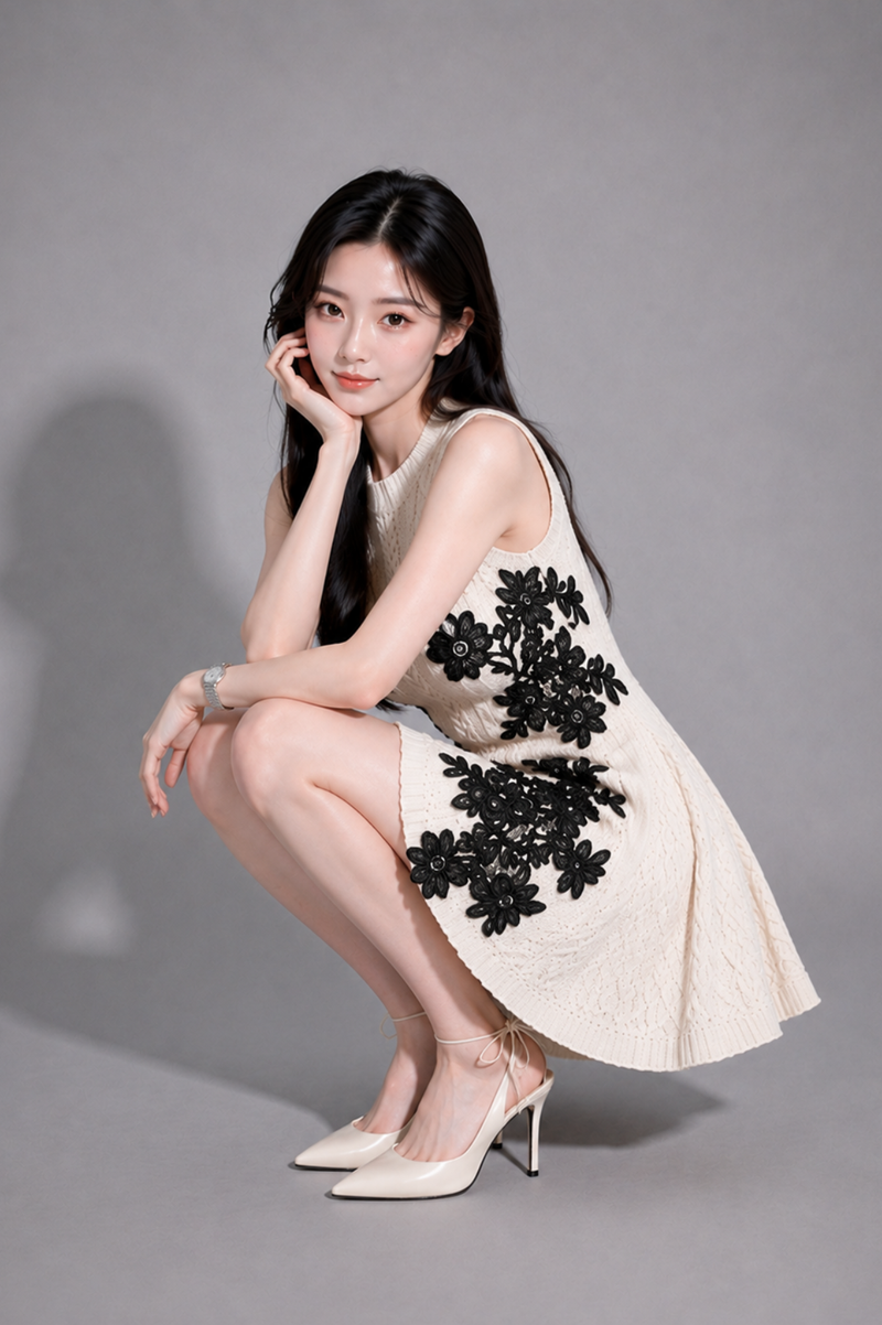 【予約販売】Élise Lace Knit Onepeace エリーゼレースニットワンピ RE-10195