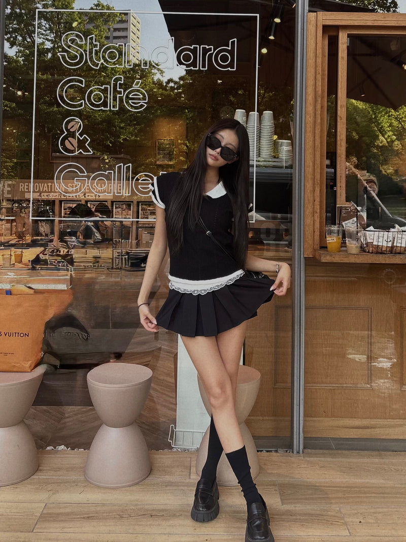 6/13 20:00~ Amélie Ribbed Collar Top リブカラーニット RE-10128