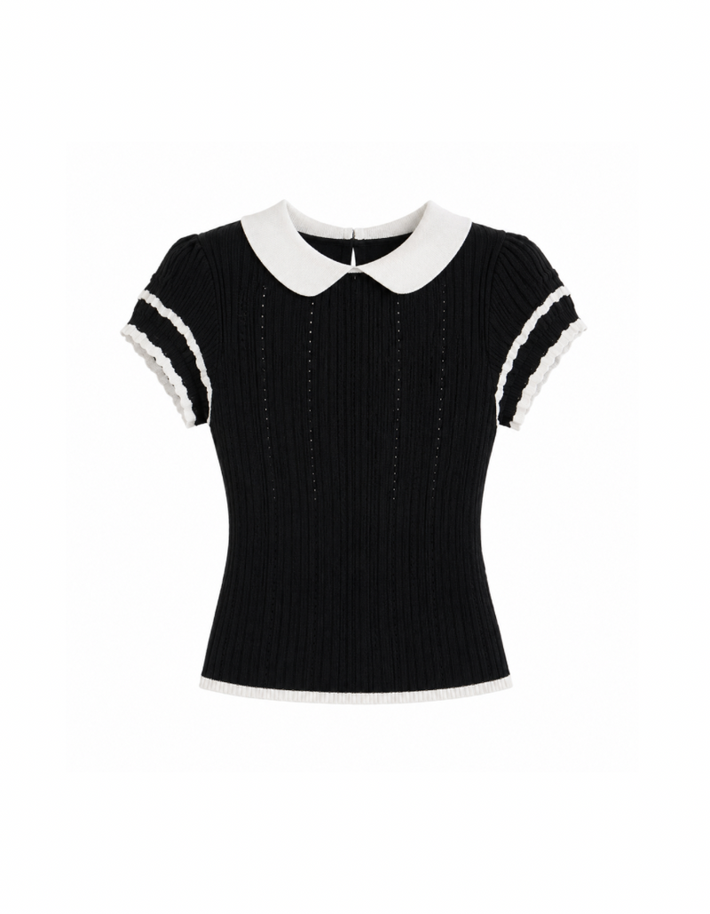 6/13 20:00~ Amélie Ribbed Collar Top リブカラーニット RE-10128