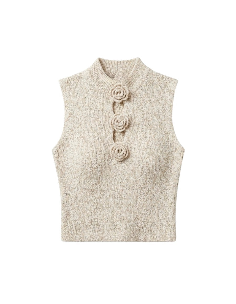 Rose Button Knit Vest