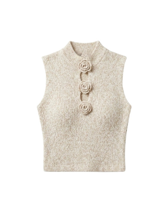 Rose Button Knit Vest