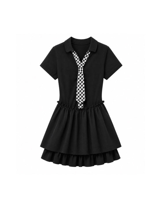 Black Gingham Tie Onepeace